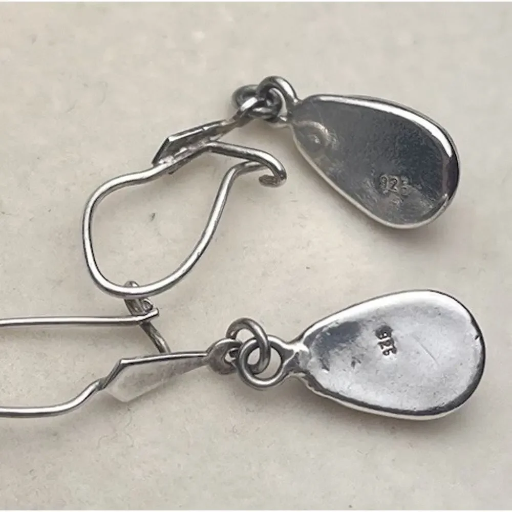925 Sterling Silver Amber Dangle Drop Earrings Honey Cabochon Dainty Hook Lot